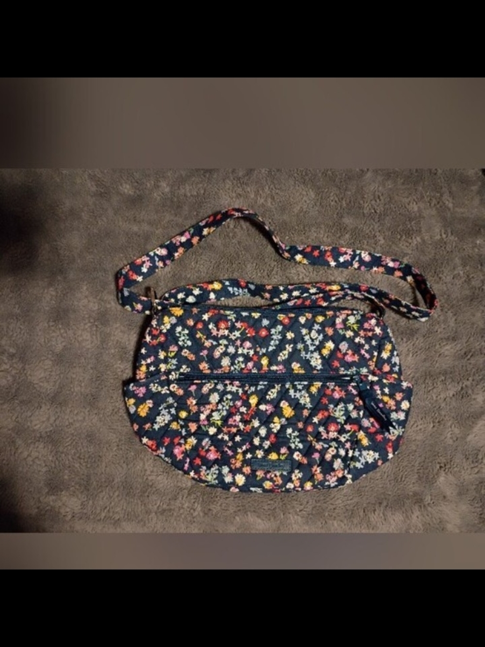 Vera Bradley Floral Quilted Crossbody Bag - Navy Pink Yellow